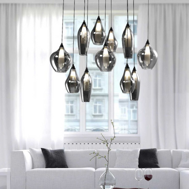 Metal Pendant with Smoke Colour Outer Glass and Frosted Inner Glass